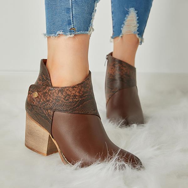 Thick Heel Pointed Western Cowboy Boots Oshnow