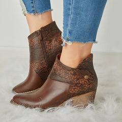 Thick Heel Pointed Western Cowboy Boots Oshnow