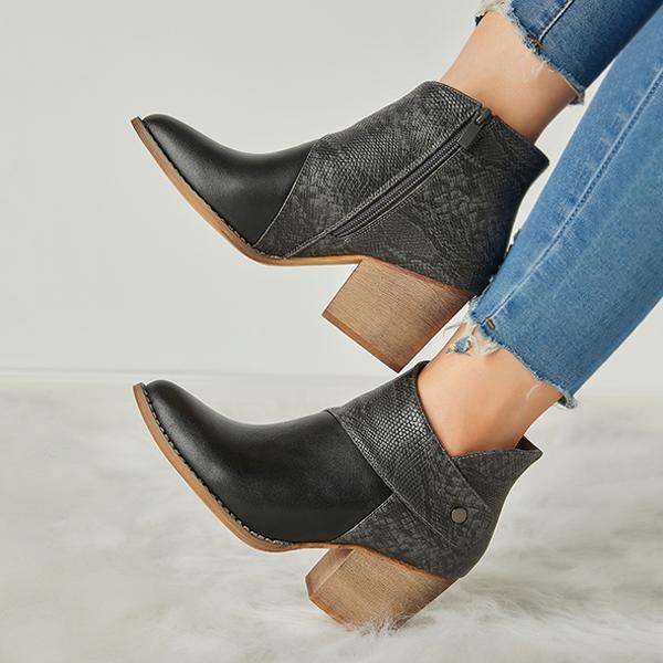 Thick Heel Pointed Western Cowboy Boots Oshnow