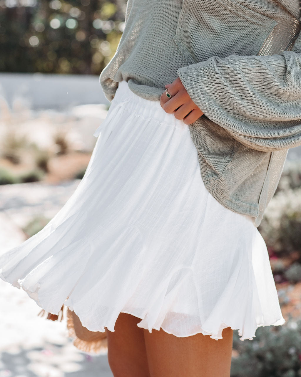 Times Movin Fast Ruffle Mini Skirt - Off White Oshnow