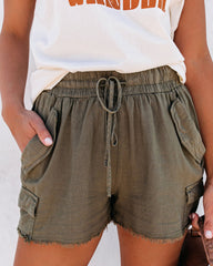 Tomboy Linen Blend Pocketed Cargo Shorts Oshnow