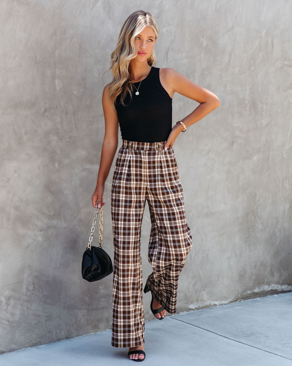 Totally Clueless Plaid Wide Leg Pants Oshnow