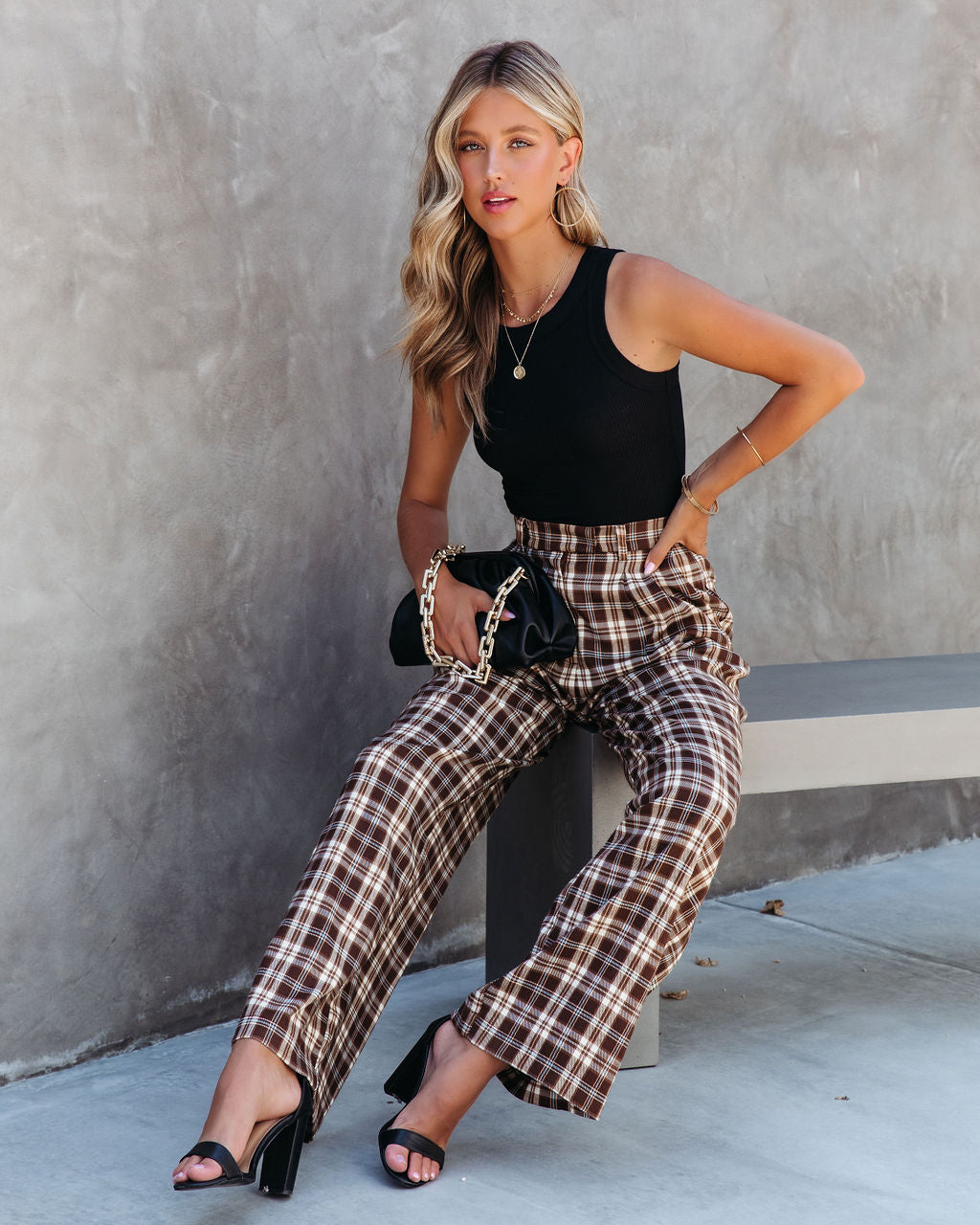 Totally Clueless Plaid Wide Leg Pants Oshnow