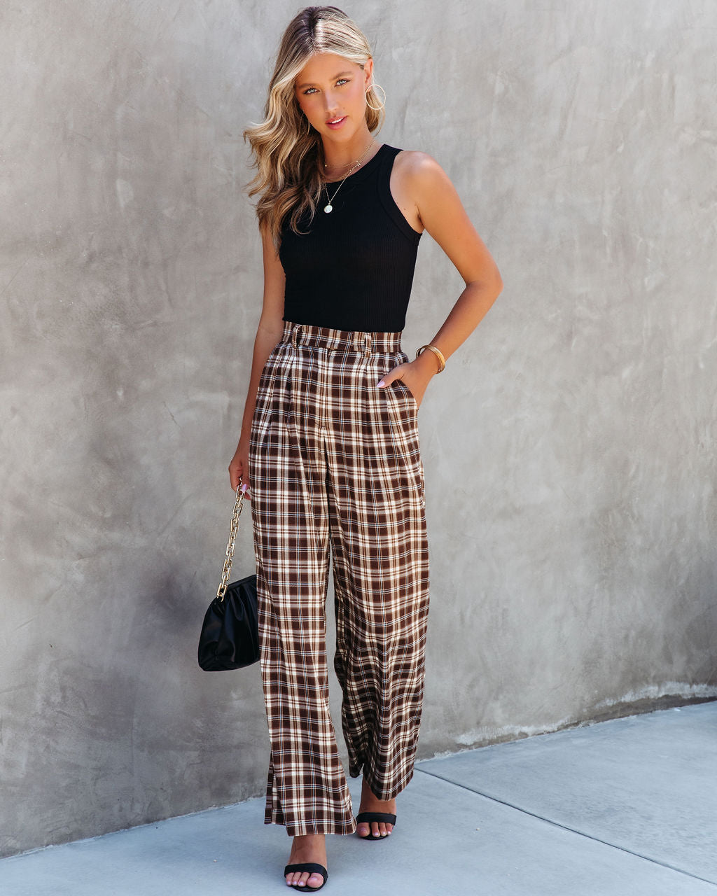 Totally Clueless Plaid Wide Leg Pants Oshnow