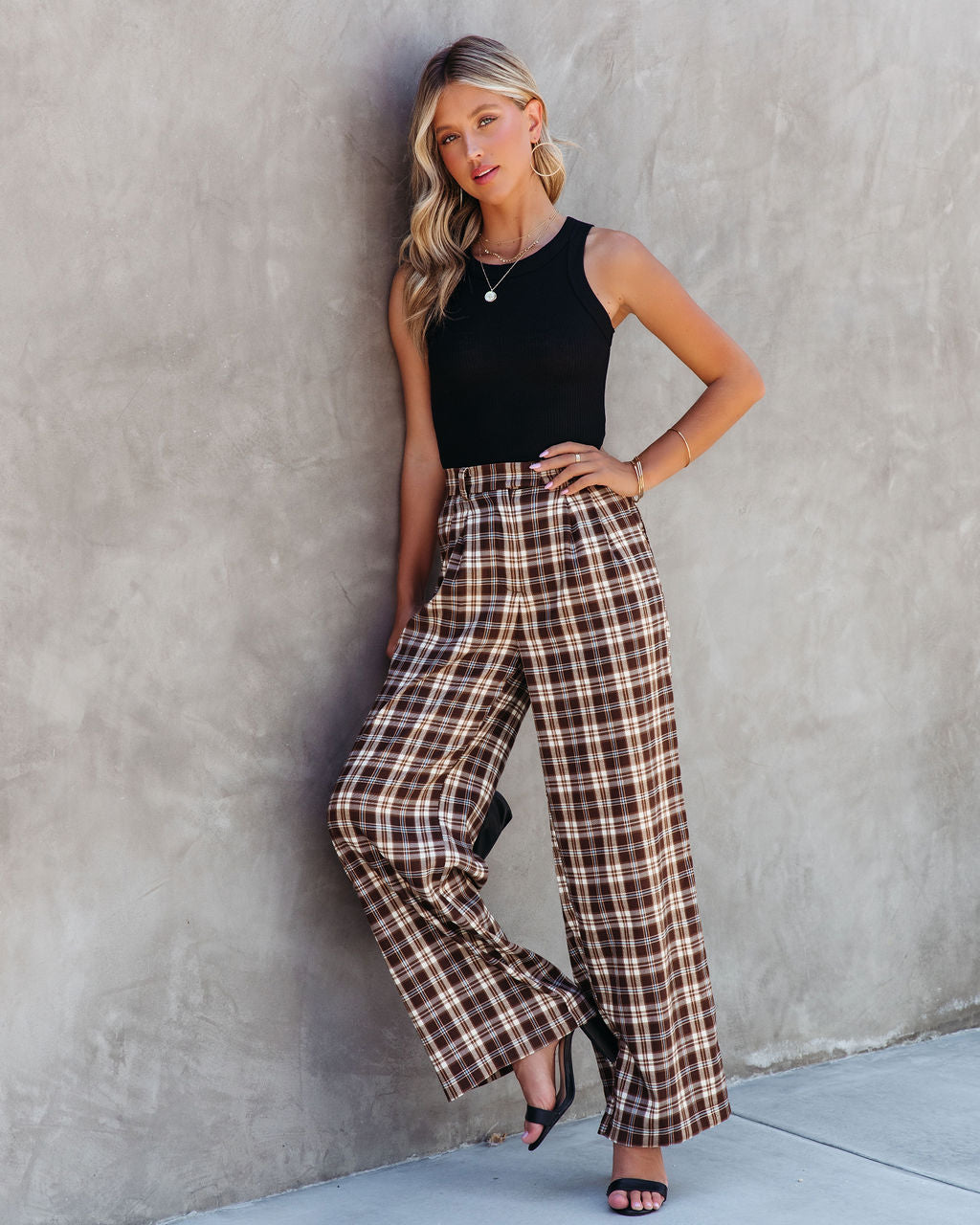 Totally Clueless Plaid Wide Leg Pants Oshnow