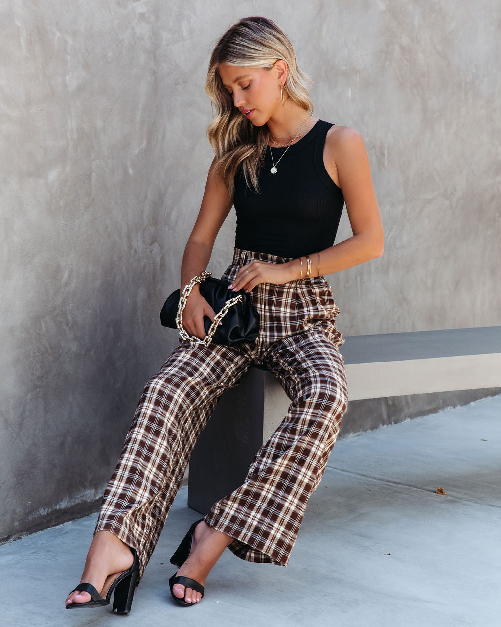 Totally Clueless Plaid Wide Leg Pants Oshnow