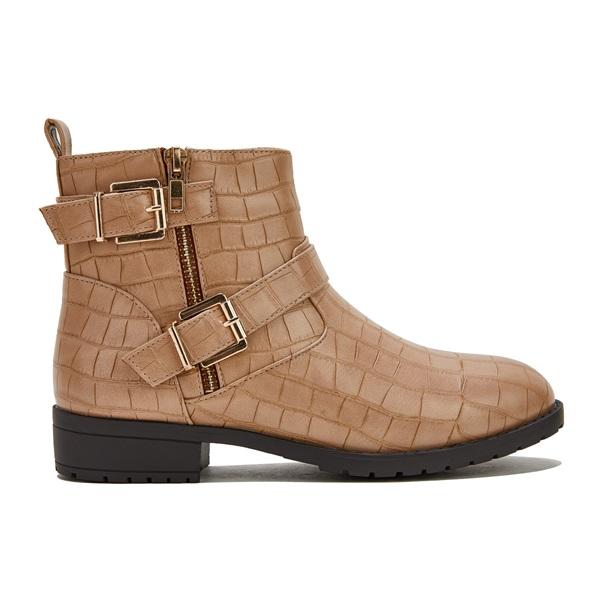 Trendy Bright Leather Zipper Buckle Ankle Boots Oshnow