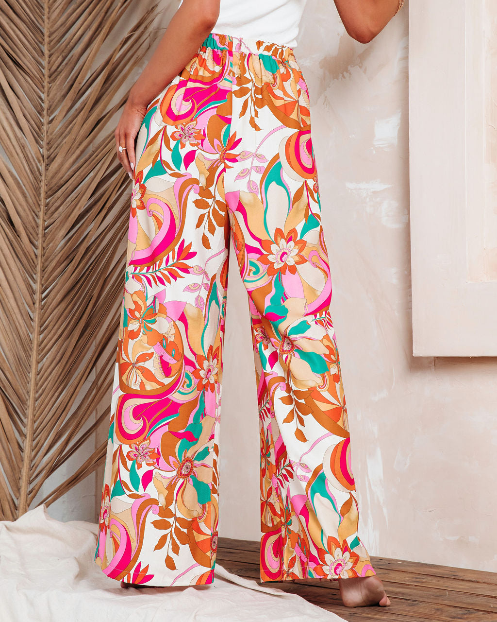 Tropez Printed Wide Leg Pants Oshnow