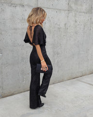 Trophy Wife Sequin Jumpsuit - Black Oshnow