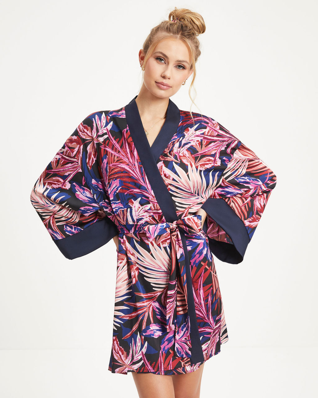 Tropics Satin Printed Kimono Robe Oshnow