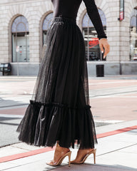 Truthfully Mine Tulle Maxi Skirt - Black Oshnow