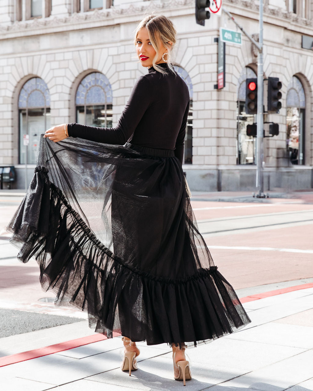 Truthfully Mine Tulle Maxi Skirt - Black Oshnow