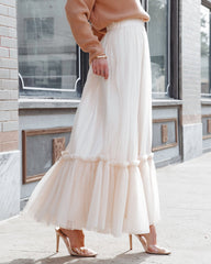 Truthfully Mine Tulle Maxi Skirt - Cream Oshnow