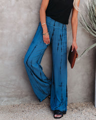 Uma Smocked Tie Dye Pants - Denim Blue Oshnow