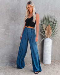 Uma Smocked Tie Dye Pants - Denim Blue Oshnow