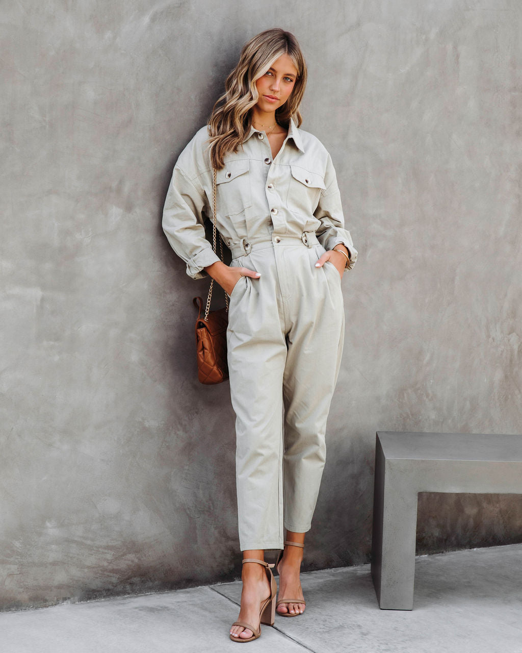 Understated Utility Cotton Pocketed Jumpsuit - Olive Oshnow