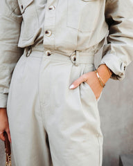 Understated Utility Cotton Pocketed Jumpsuit - Olive Oshnow