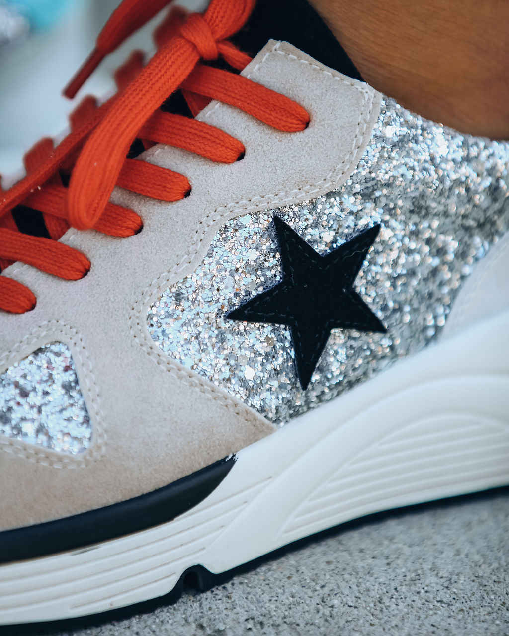 Upmarket Glitter Running Sole Sneaker Oshnow