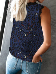 V-Neck Sleeveless Leopard Print Tank Tops Oshnow