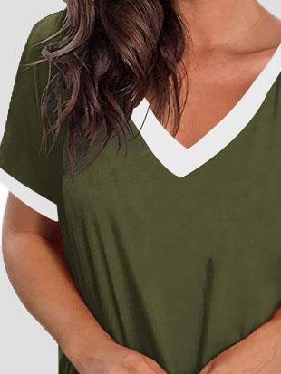 V-neck Short Sleeve Casual T-shirts Oshnow