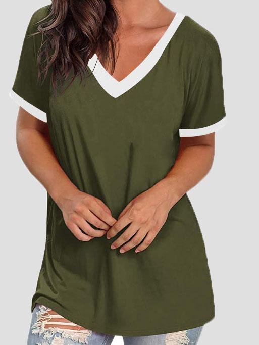 V-neck Short Sleeve Casual T-shirts Oshnow