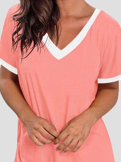 V-neck Short Sleeve Casual T-shirts Oshnow