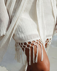 Breezy Shores Textured Fringe Mini Skirt