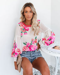 Valencia Rose Printed Blouse - Pink Multi Oshnow