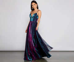 Vanda Formal Iridescent Metallic Dress Oshnow