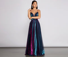 Vanda Formal Iridescent Metallic Dress Oshnow