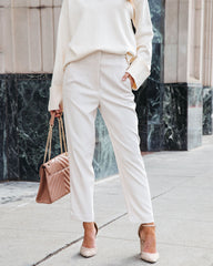 Vanessa High Waisted Pocketed Pants - Ivory Oshnow