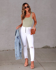 Vanessa Square Neck Bodysuit - Light Sage Oshnow