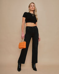 Venti High Rise Straight Leg Crop Denim Oshnow