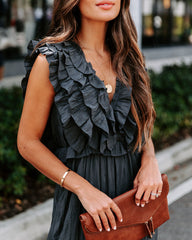 Veronica Ruffle Jumpsuit - Charcoal Oshnow