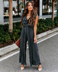 Veronica Ruffle Jumpsuit - Charcoal Oshnow