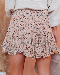 Versa Floral Ruffle Shorts - Taupe - SALE Oshnow