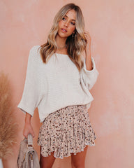 Versa Floral Ruffle Shorts - Taupe - SALE Oshnow