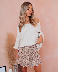 Versa Floral Ruffle Shorts - Taupe - SALE Oshnow