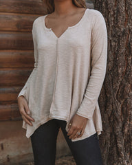 Victoria Cotton Blend Pocketed Asymm Top - Natural Oshnow