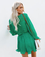 Viera Polka Dot Pleated Romper - Green - SALE Oshnow