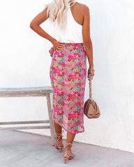 Villa For The Summer Floral Wrap Midi Skirt Oshnow