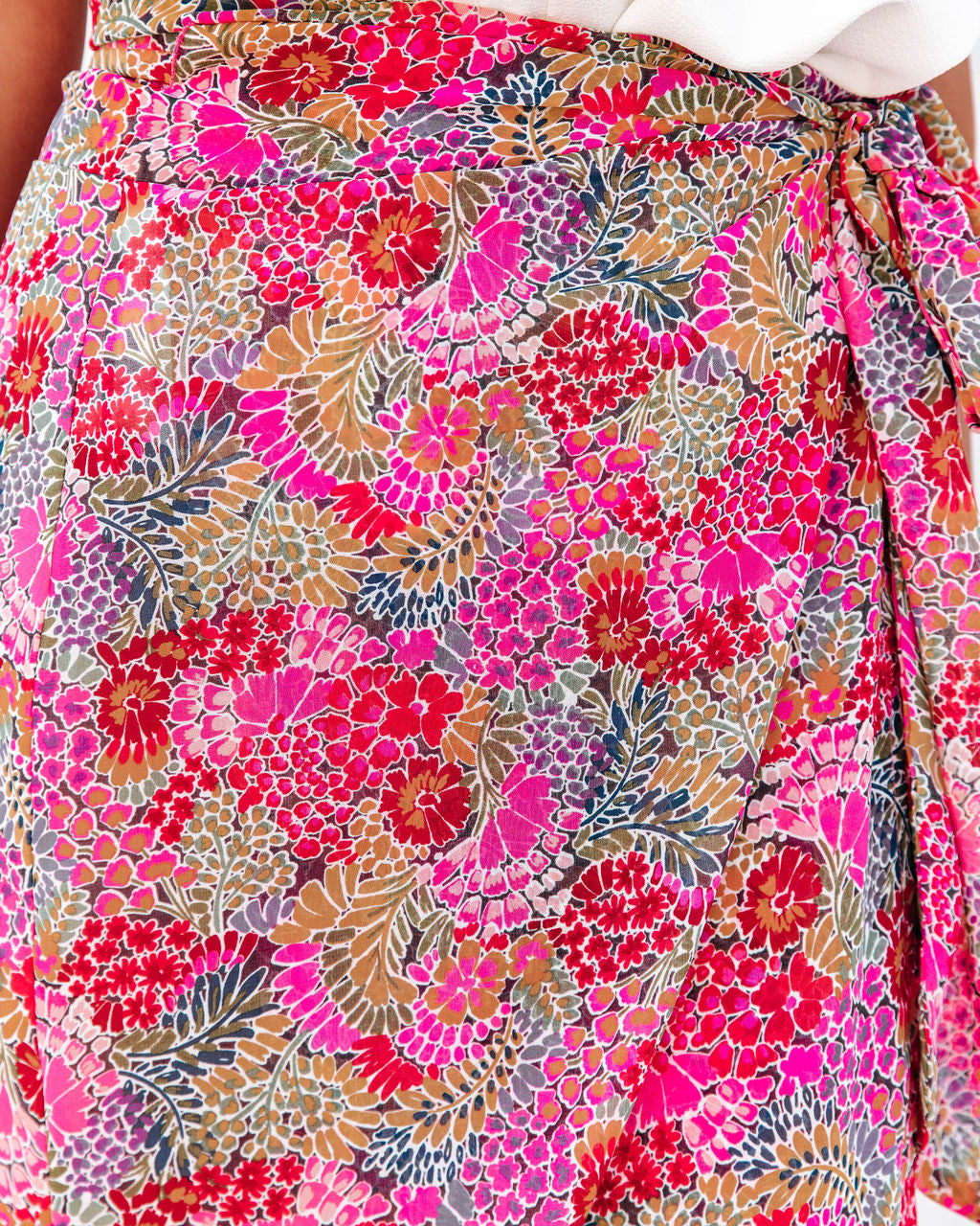 Villa For The Summer Floral Wrap Midi Skirt Oshnow