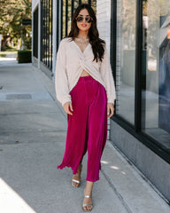 Villanueva Plisse Cropped Pants - Magenta  - SALE Oshnow