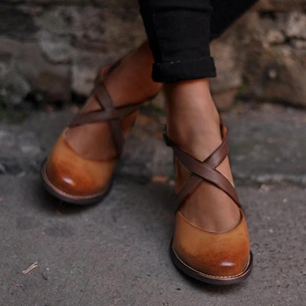 Vintage Color Block Sandals Oshnow