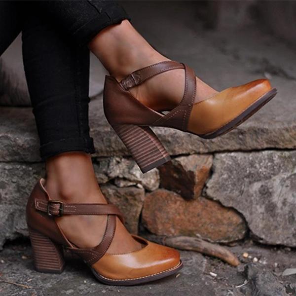 Susiecloths Women Vintage Color Block Sandals Oshnow
