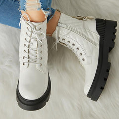 Vintage Motorcycle Mid Heel Platform Boots Oshnow