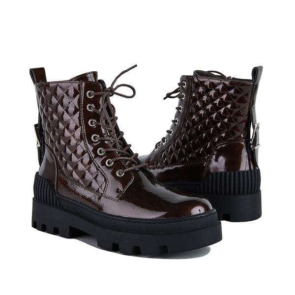 Vintage Motorcycle Mid Heel Platform Boots Oshnow