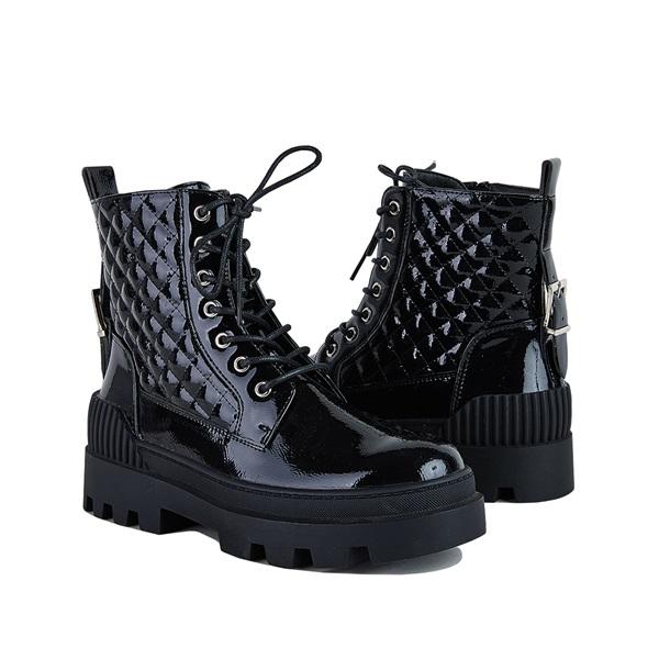 Vintage Motorcycle Mid Heel Platform Boots Oshnow