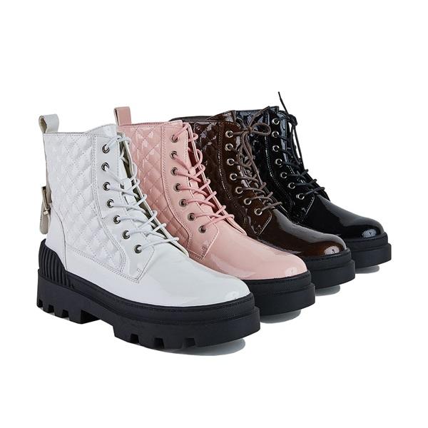 Vintage Motorcycle Mid Heel Platform Boots Oshnow