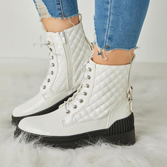 Vintage Motorcycle Mid Heel Platform Boots Oshnow